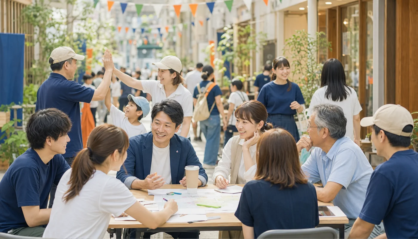 地域企業とワクワク日和が協力するイメージ